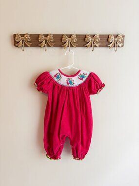 Surcie 12 Month Embroidered Romper Peacock Design